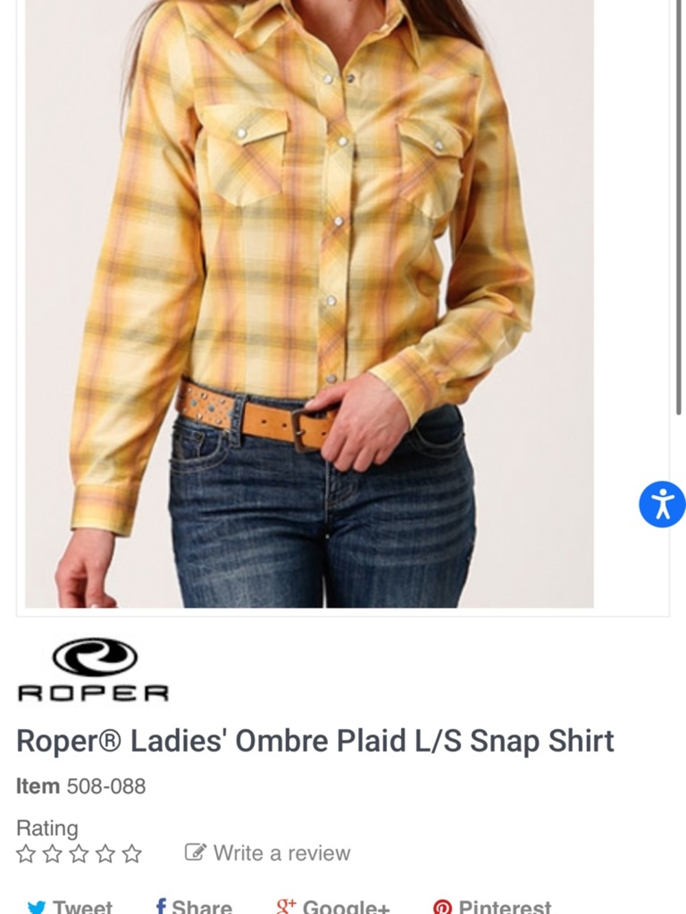 Roper Yellow Plaid Snap Western Shirt with Pink Accents